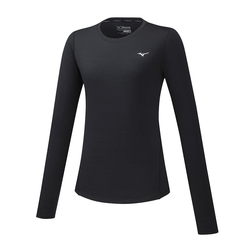 Damske Tričko Mizuno Impulse Core LS Bezecke Čierne Vypredaj XQWS31450